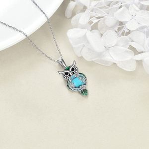 LUHE Moonstone Owl Necklace Gifts Sterling Silver Filigree Owl Pendant Necklace